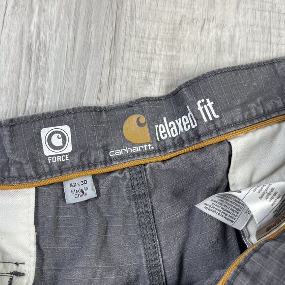 Carhartt Pants Mens 42x30 Beige Cargo Ripstop Relaxed Fit FORCE Workwear Baggy X - Picture 5 of 11